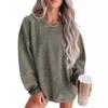 European Beautiful Women's Sweatshirt Long-sleeved Crew Neck Top Solid Color Large Size Loose Fashion Daily Wear Sweater