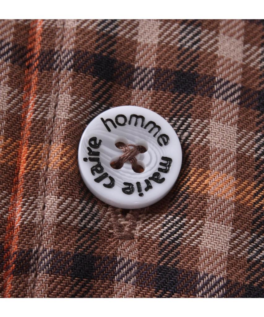 Marie Claire Homme Men's Brown Twill Check Long Sleeve Pajama Set