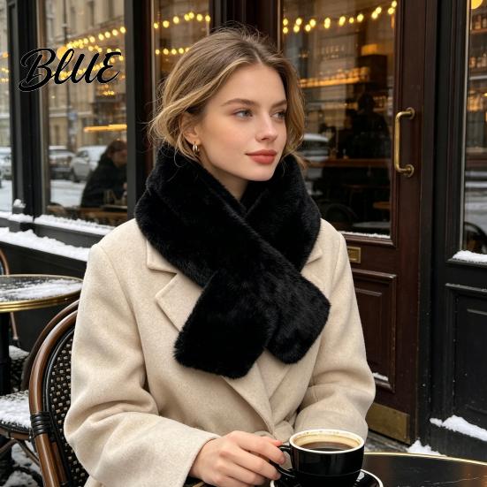 Winter Warm Scarf Women Imitation Mink Fur Scarf Thickened Soft Plush Neck Warmer Cold Weather Elegant Shawl Wrap Accessory for Versatile Fashion