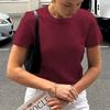 Casual Simple Short-sleeved Fashion T-shirt Woolen Women's Clothing 2025 Autumn and Winter