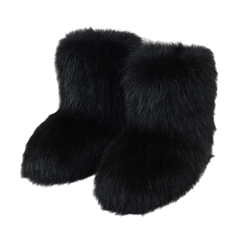 Evropské a americké přeshraniční vysoké ploché nadýchané boty zimní teplé sněhule dámské y2k pikantní dívčí středně vysoké imitace mývalí srsti