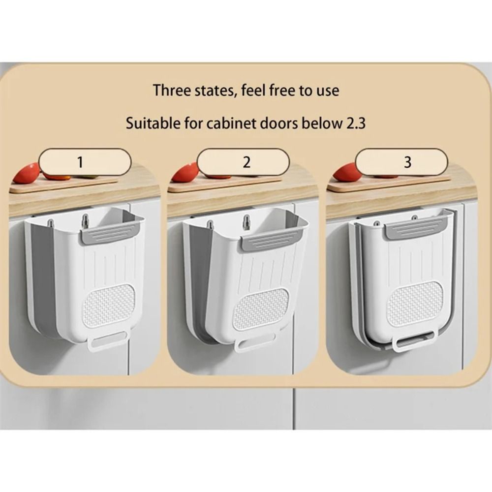 Punch-free Foldable Trash Can Space-saving Toilet Storage Bucket Wall Mount Trash Bin Bathroom