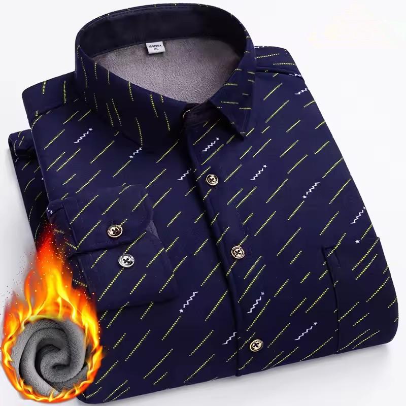 New Fashion Men's Double-sided Fleece Shirt Long Sleeve Thickened Autumn Winter Plaid Print Versatile Casual Daily Home Big 6XL
