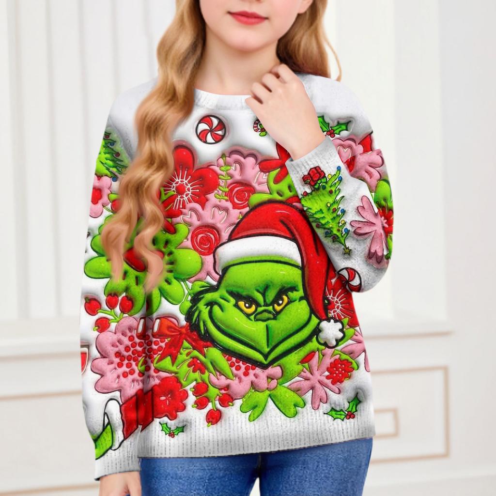 Christmas Day Sweatshirts For Children Boys And Girls Knit Sweater Cute Shirt Fall Crewneck Pullover Tops