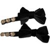2pcs/set Retro Black Velvet Rhinestone Bow Duckbill Hair Clip Elegant Side Bangs Clip for Women Crystal Front Hair Accessories