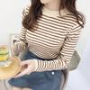 Women Striped Mock Neck Sweaters Slim Elastic Long Sleeve Casual Pullovers Knitted Warm Tops For Women 2023 Autumn Winter