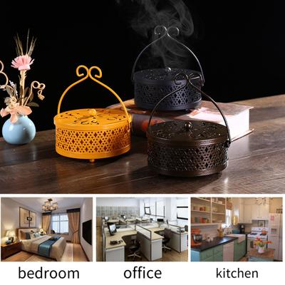 Iron Repellent Incense Coil Holder with Lid Handle Heavy Duty Hollow Incense Burner Portable Desktop