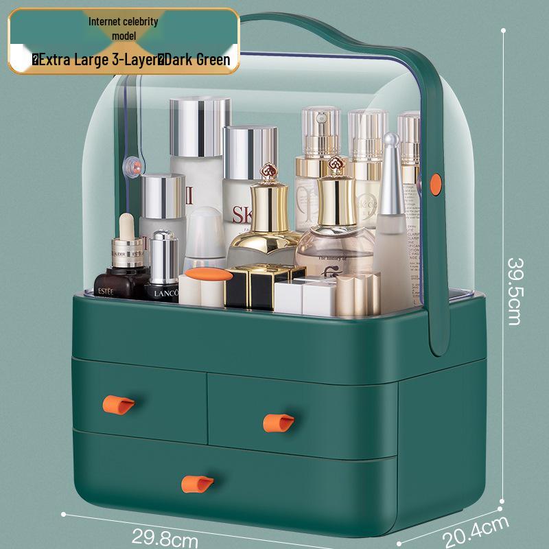 Compact Skincare Cosmetics Organizer: Handheld, Dustproof Drawer Rack for Desktop Storage