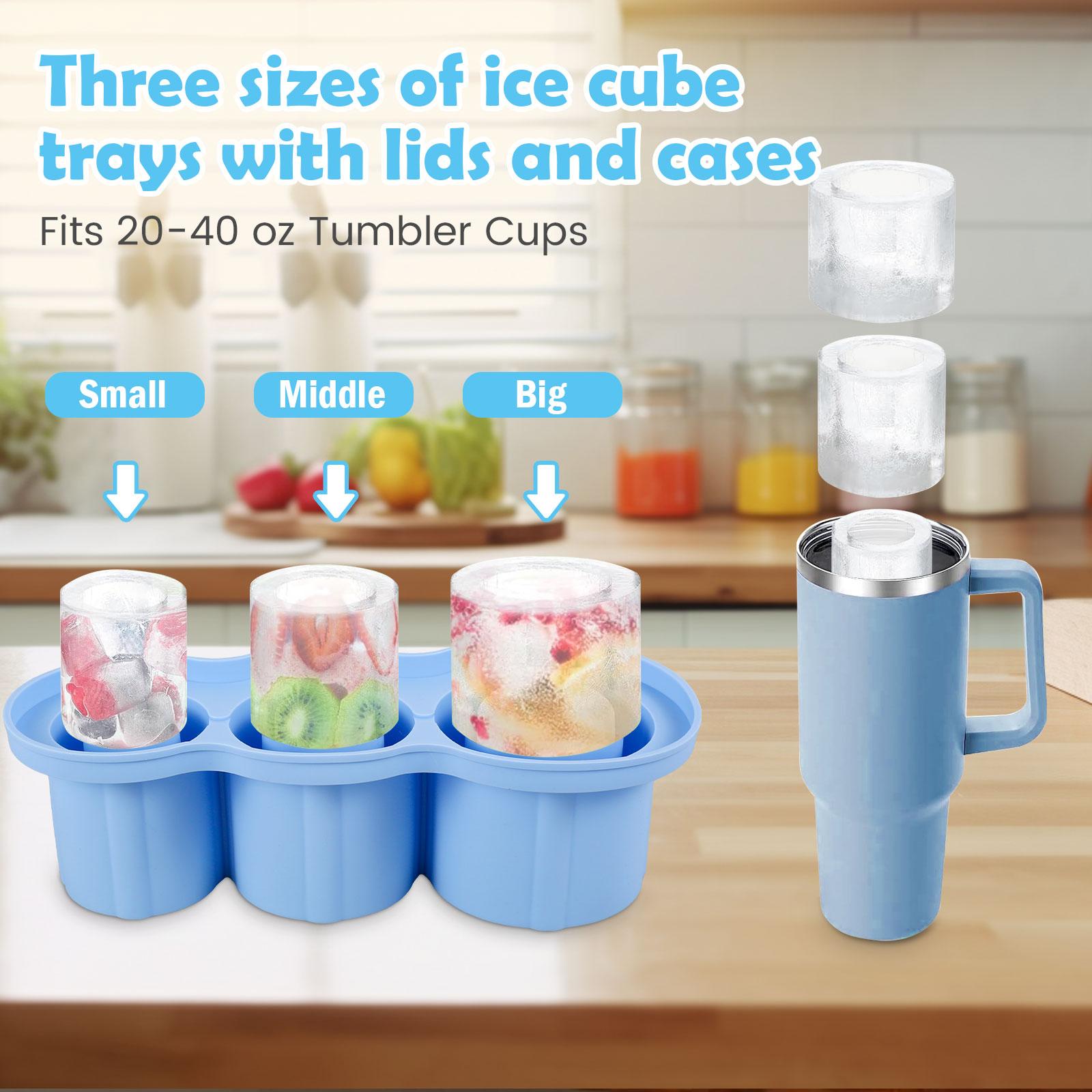 

Ice Cube Tray for 20-40oz Tumbler Cup Silicone Ice Cube Molds With Lid and Bin Easy Release Ice Maker Mold with Ice Tong Hollow чёрный