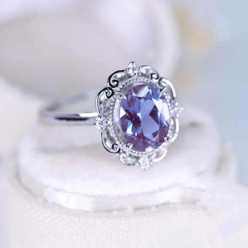 Yun Miao Purple Zircon Retro Ring - European & American Style Hand Jewelry