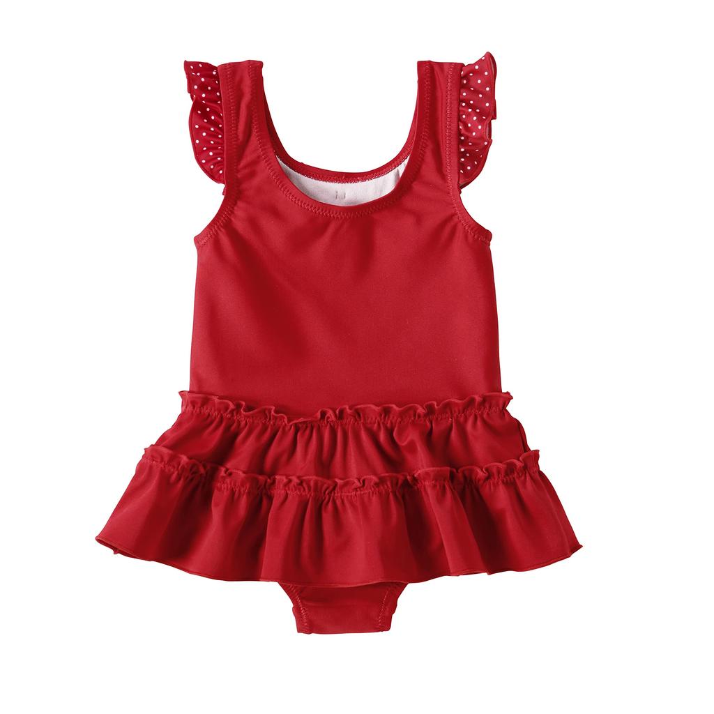 One Piece Pool Baby UV Red [MIKI HOUSE] Swimsuit, Swimsuit, Swimwear, Ruffles, Swimming, Swimming, Leisure, Protection, Girls, Babies, Kids,