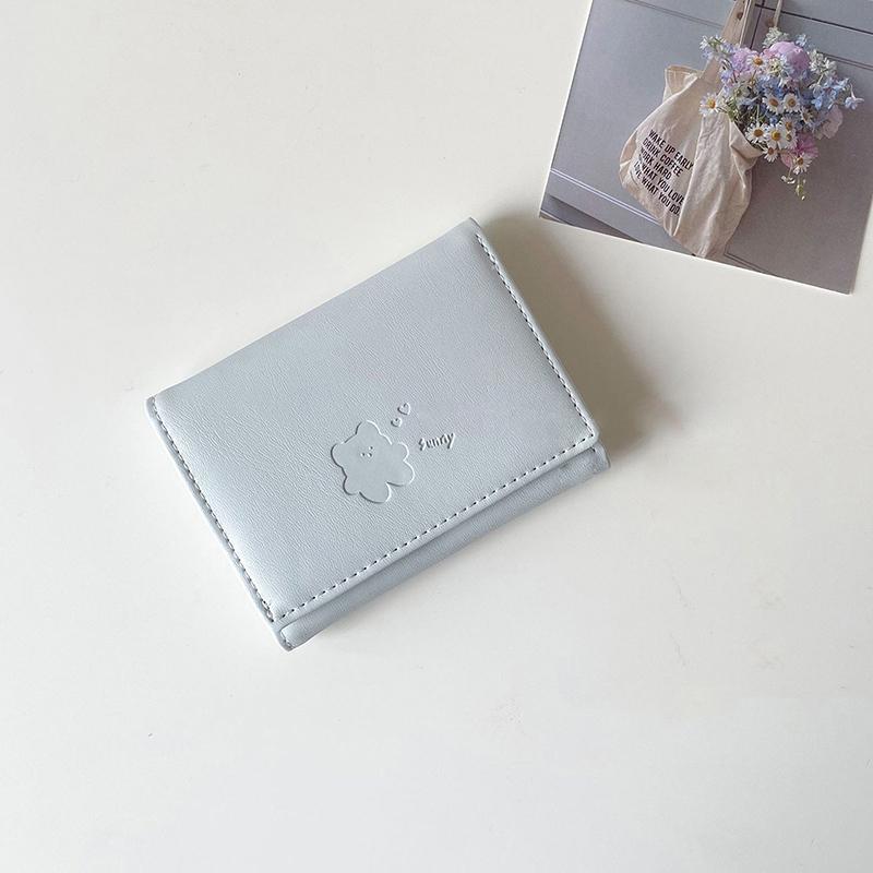 Women Cute Bear Wallets Triple Multi Functional Short Wallets Fold Card Holder Coin Purse Ladies Card Bag Clip Cartoon Bags