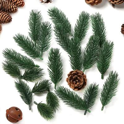10pcs Home Decoration Artificial Plants Christmas Pine Needle Branches Fake Flower DIY Christmas Tree Wreath Gift Wedding Party