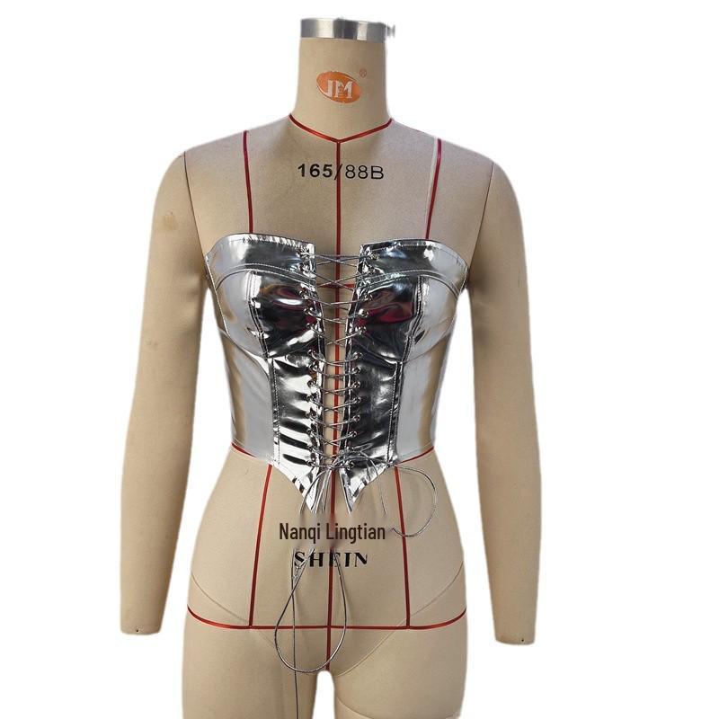 European and American Women's Trendy 2024 Lace-Up Waist-Cinching Cardigan Top