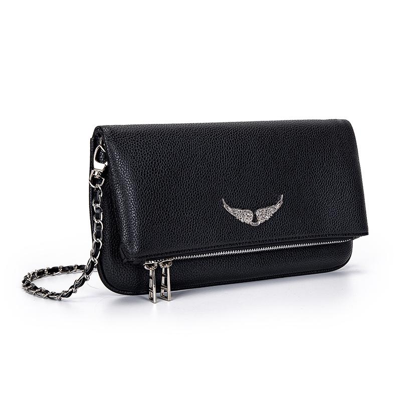ZV French Exquisite Women's Winged Chain Crossbody Bag: Elegant Envelope Shoulder Bag for Ladies.