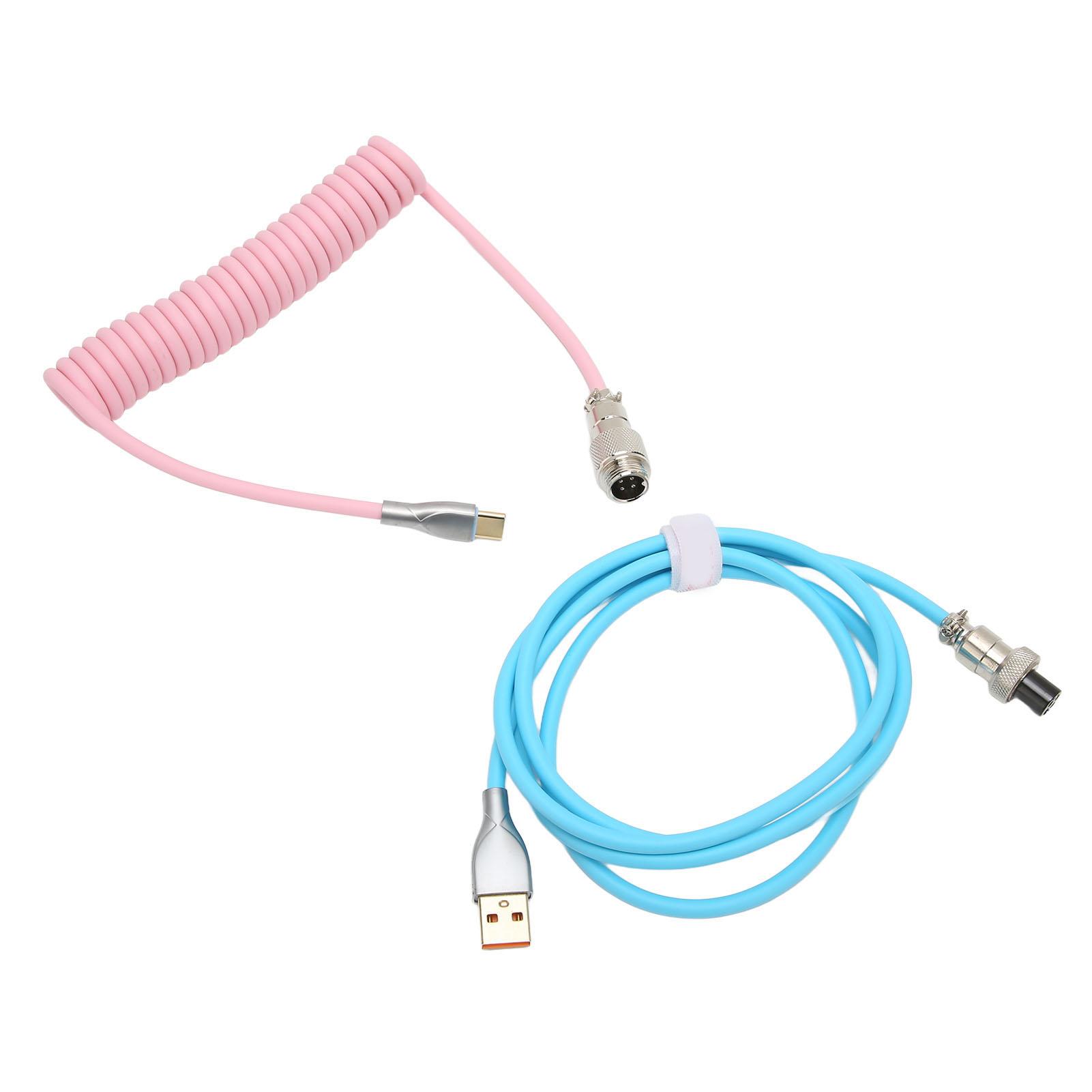 Спиральный кабель для клавиатуры Type-C — USB, съемный спиральный кабель с металлическим авиационным разъемом для механической клавиатуры.