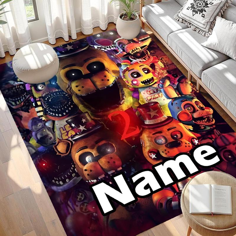 Custom Name Personalized Five Nights at Freddy's Print Carpet, Versatile Home Decor Rug, for Playroom, Apartment, Balcony, Entryway, Hallway Gift