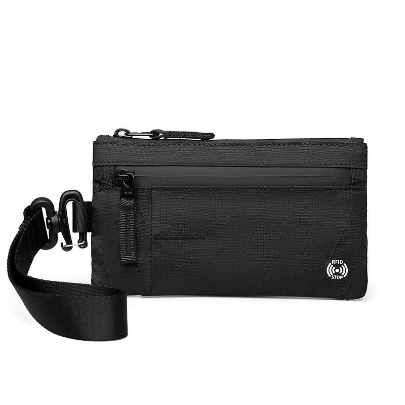 

Zip Clutch with Wristband, Passport Holder Zipper Wallet and EDC Carrier - Weatherproof and RFID Blocking - 3 External Slots