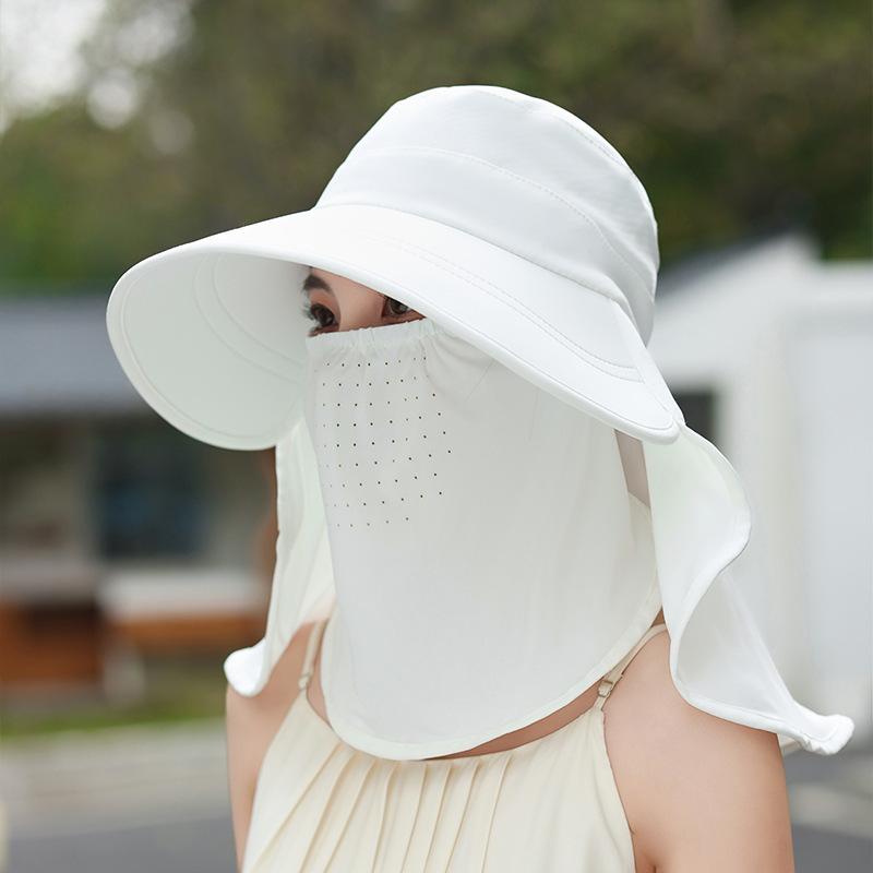 Summer Hats Women, Face-Shielding Shawl, Fisherman's Hat, Outdoor, Breathable Tea-Picking Hat Large-Brimmed
