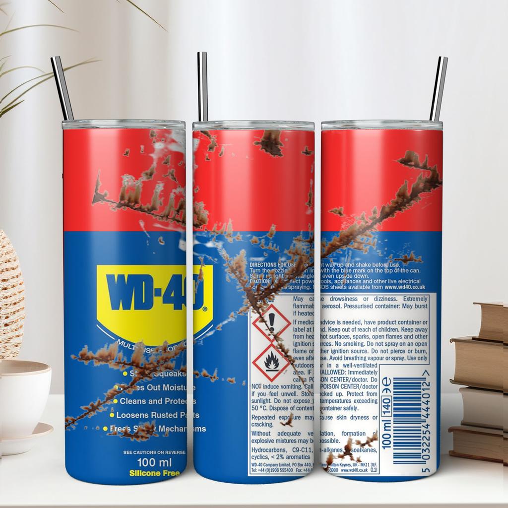 IM-OLD/WD-40 Themen Edelstahlbecher-Set, 20 oz, Isolierte Reisebecher mit Strohhalmen