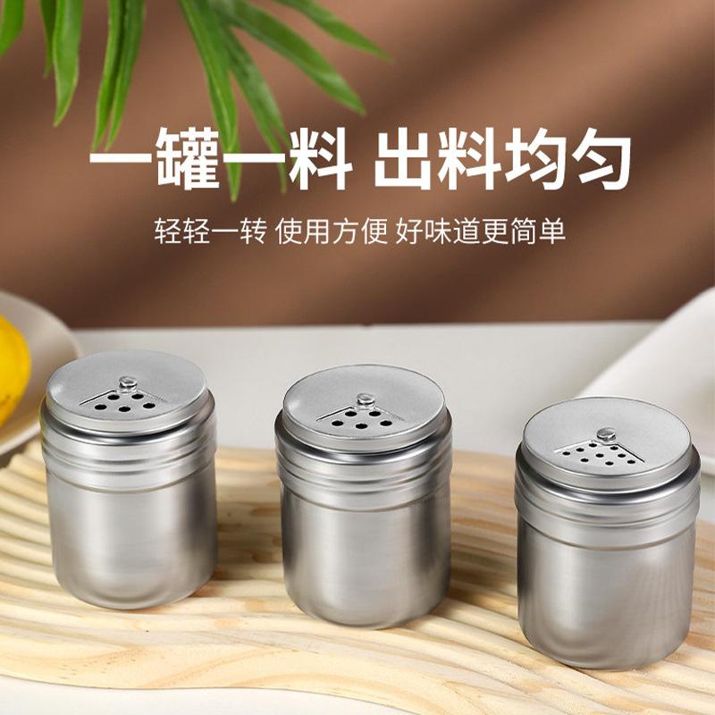 Stainless Steel Barbecue Seasoning Jar Sprinkling Bottle Kitchen Household Pepper Seasoning Box Jar Bottle Jar Commercial Salt Shaker