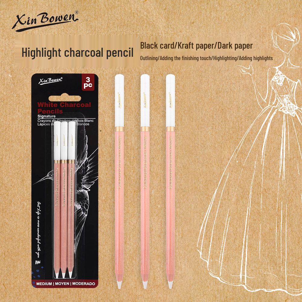 

Набор белых угольных карандашей для эскизов: Набор из 3 предметов для рисования углем для студентов-художников, Специальный карандаш для бликов