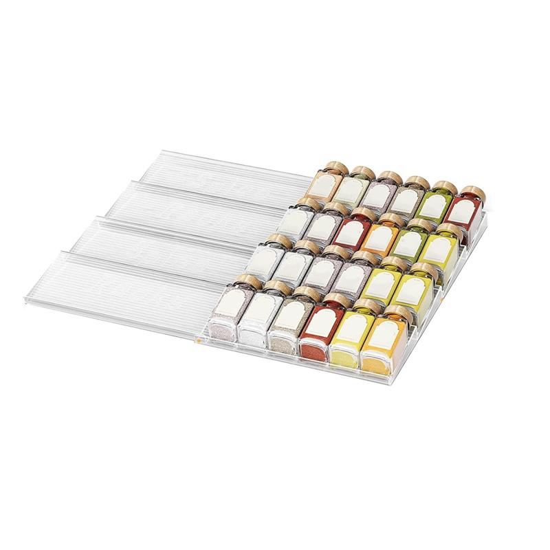 ABBP-Expandable Spice Drawer Organizer Acrylic Spice Rack Adjustable Clear Acrylic Spice Rack 1 Set