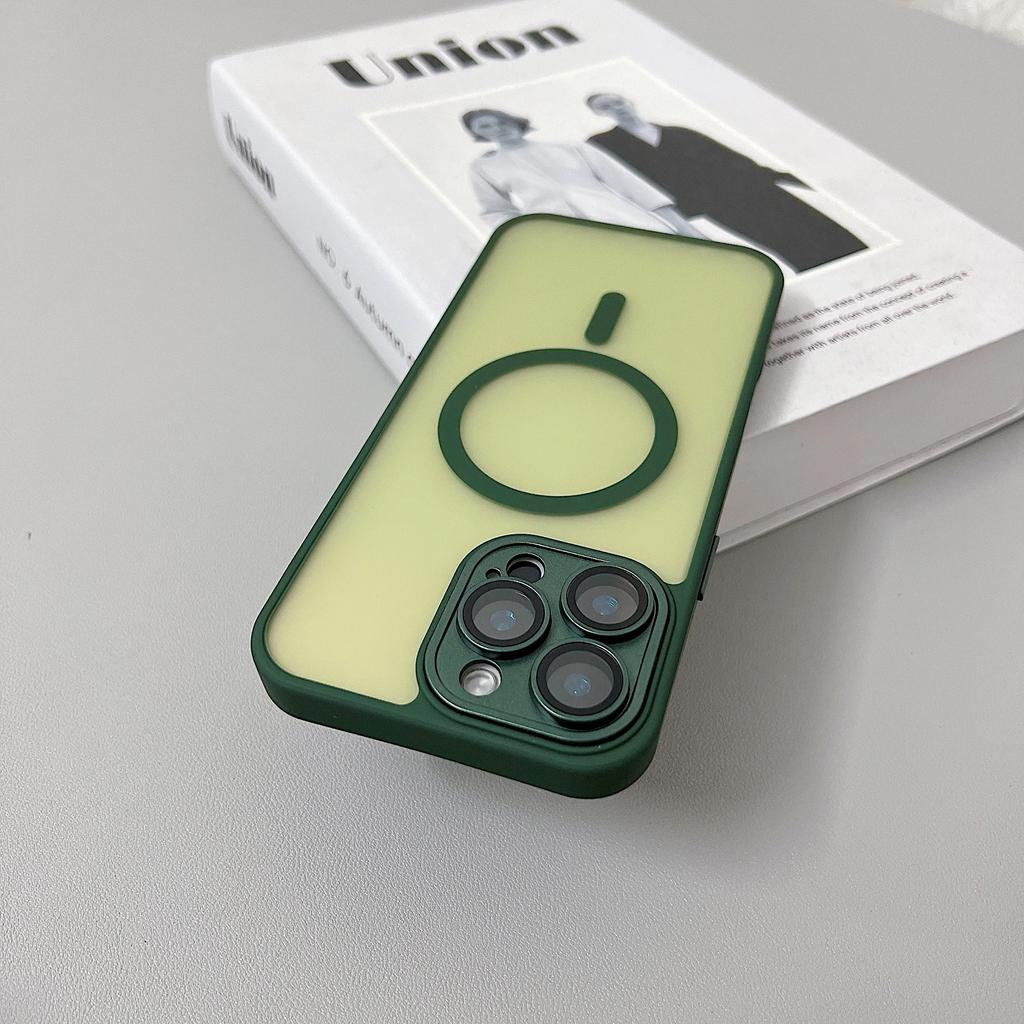 Magnetic Luxury Matte Translucent Armor Shockproof Case For iPhone 16 15 14 13 11 12 Pro Max For Magsafe Wireless Charge Cover