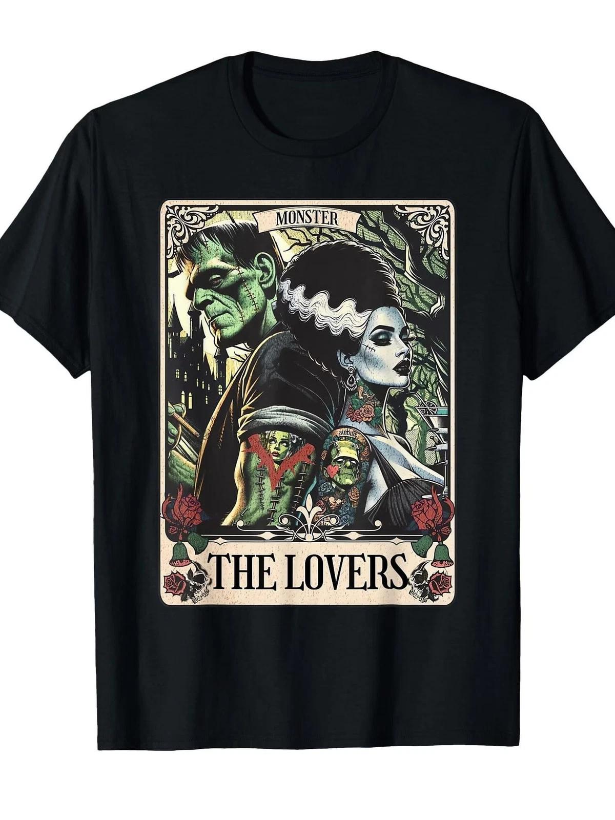 Unisex Frankenstein Bride Card T-Shirt - Gothic Horror Graphic Tee with Monster XXXXL