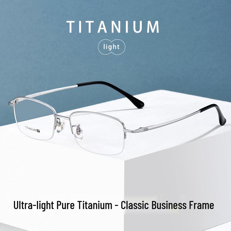 Danyang Men's Ultra-Light Titanium Half-Rim Eyeglass Frames with Myopia Prescription Lenses