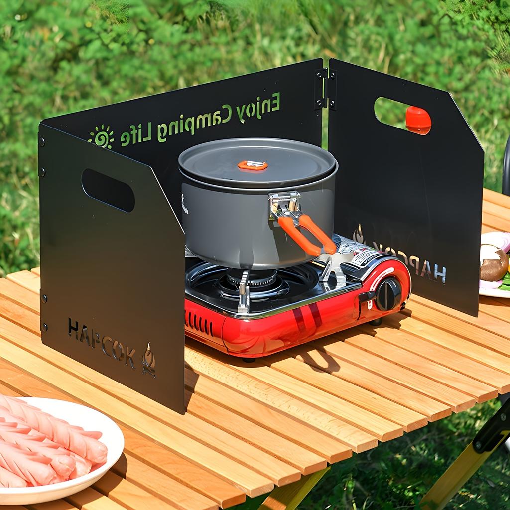 1pc Stove Windscreen - Foldable Camping Stove Windscreen, Outdoor Picnic Stove Windscreen, For Outdoor, Picnic, Cooking