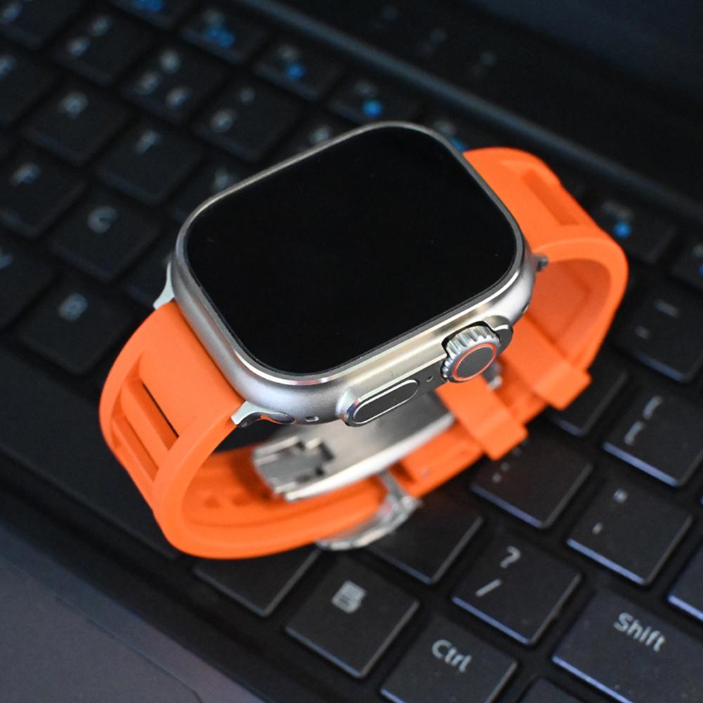 Soft Rubber Strap For Apple Watch Ultra 49mm 45mm 44mm 42mm Sport Silicone Band For iWatch Series 8 7 6 5 4 3 41mm 40mm Bracelet