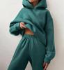 Elegant Women Two Piece Sets Warm Hoodie Sweatshirt And Long Pant Fashion Solid Suits For Ladies