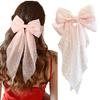 Ribbon Tofs Jacquard Decor Spring Hårnål Halkfri Elegant Dubbel Stor Bowknot Dekor Flicka Hårklämma Håraccessoarer