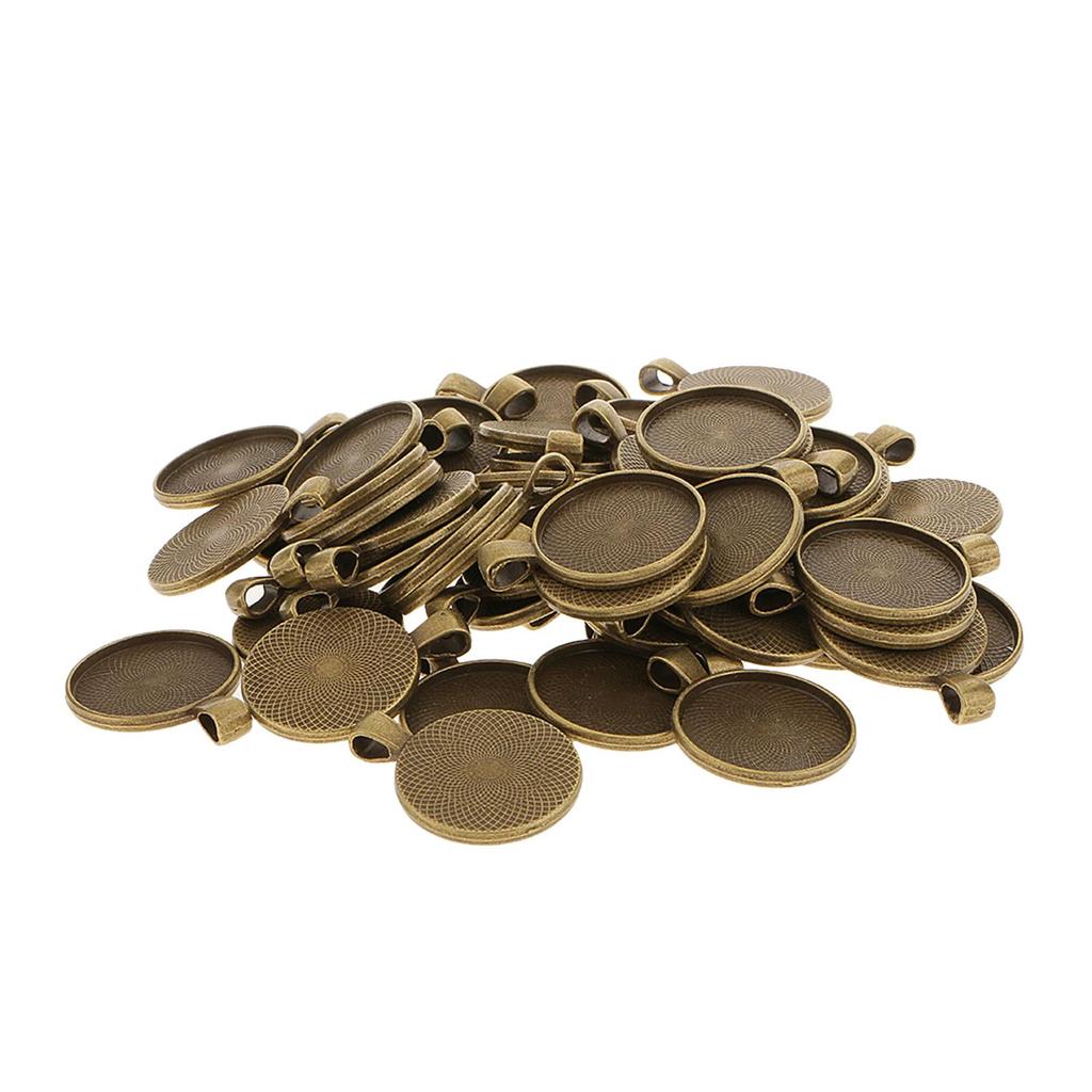 50 Pack round Blank Bezel Tray Base Charms Perndant fit 25mm Dome Cabochon