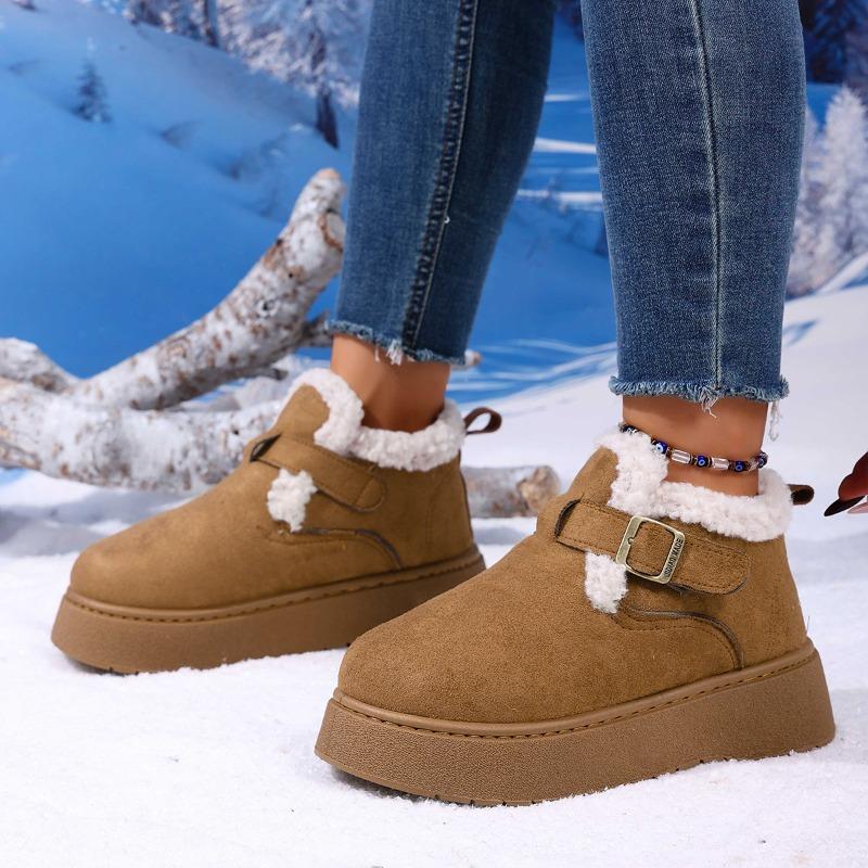 Fleece thick-soled women's new winter one-pedal heightening warm cotton shoes large-size snow boots