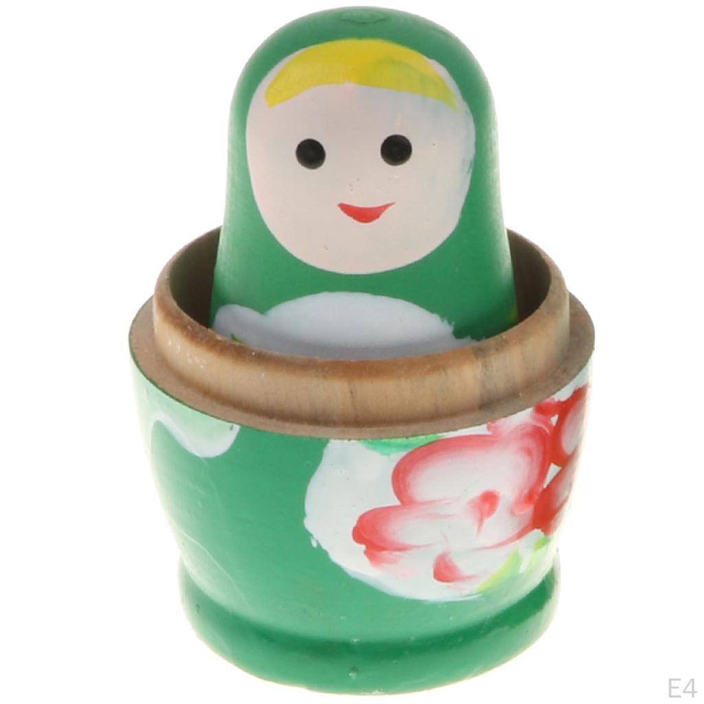 WOODEN RUSSIAN NESTING DOLLS Matryoshka - Wood Color, as described