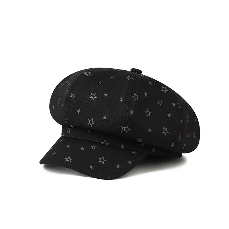 

New Spring Autumn Octagonal Cap Women, Wide Brim Fashion Painter Hat Peaked Cap M чорний