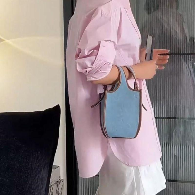 New High Stree Denim Blue Handle Bucket Crossbody Bags Women Lightweight Y2k Hand Bag Female Shoulder Messenger Bag Aesthetic