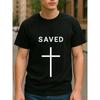 European Sizes Cross Redemption Christian Faith | Men'S Print Round-Neck T-Shirt, Casual and Fashionable, Medium Stretch Fabric, All-Season Wear