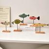2025 Nordic Wooden Fish Statue Colorful Handmade Wood Style Desktop Ornament Creative Living Room Decor Gift for Home Art Lovers