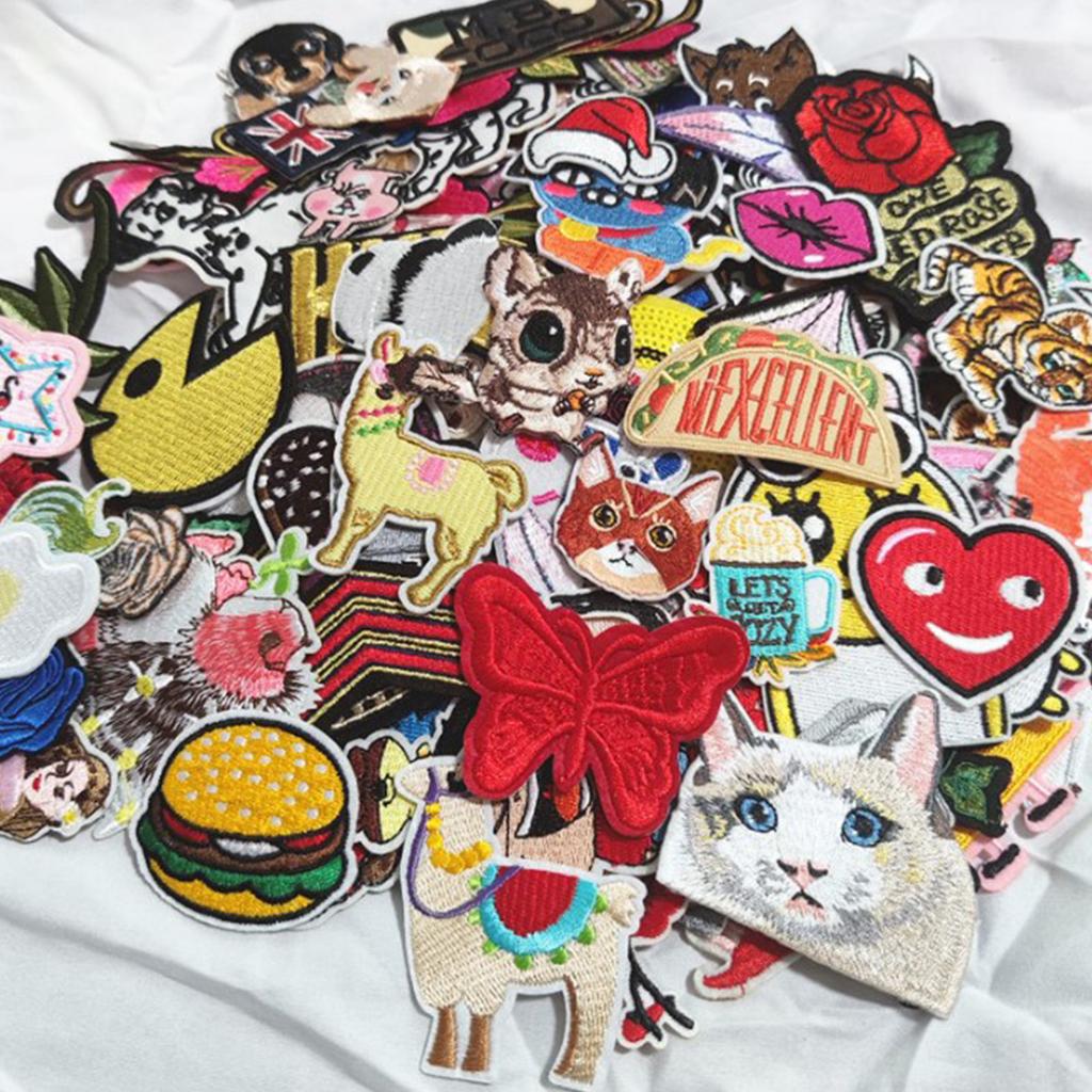 50pcs Embroidered Patch Cute Cartoon Safe Eco Friendly Sewing Patches Flower Patches for Skirts
