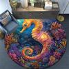 Seahorse Round Area Rug,Carpet Rug for Living Room Bedroom Sofa Playroom Decor,Non-slip Floor Mat