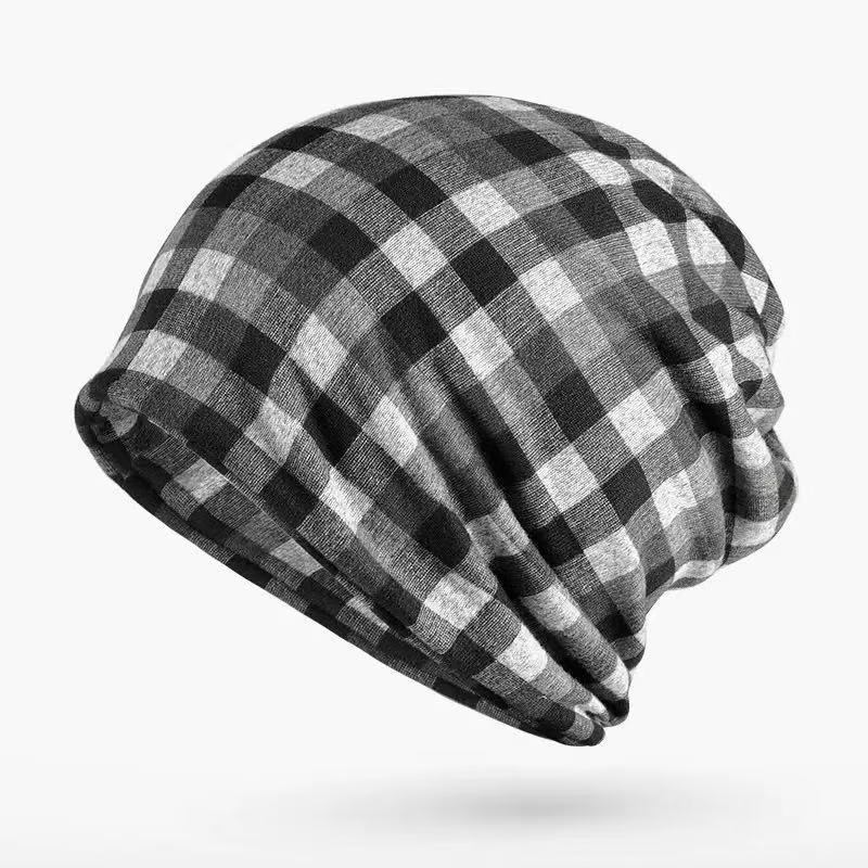 Turban Hat Women Men Unisex Beanie Digital Print Plaid Head Wrap For Outdoor Windproof & Warmth | Breathable Headwear Baggy Cap