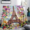 Paris Eiffel Tower Print Flannel Blanket, High quality Comfortable for All Seasons, Home Decor, Warmth and Comfort, Perfect for Christmas Gifts82