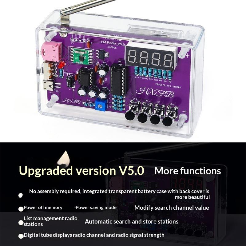 Diy Fm Radio Electronic Kit 87-108Mhz Adjustable Frequency Digital Display Soldering Project Practice Solder Rda5807S