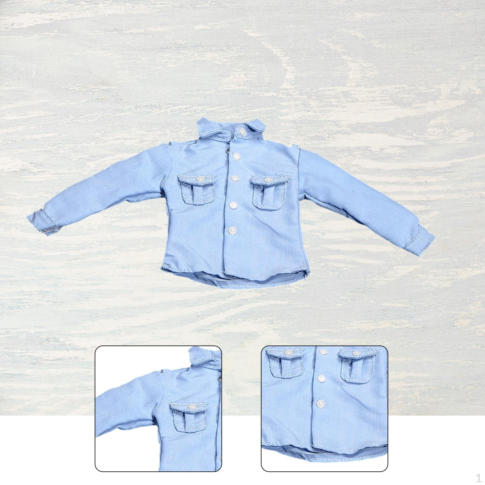 

1:6 Action Figure Clothes Doll Costume Men Cloth Blue Shirt Easy to Use Dress up Miniature Clothing