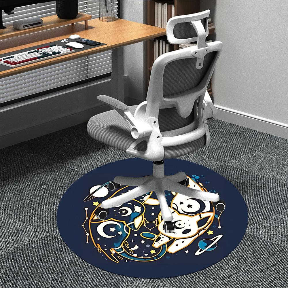 1pc Galaxy Cat Pals Office Round Area Rug, Indoor Mat Suitable For Office, Under Office Chairs Bedroom Living Room Home Decor, Room Deco 049