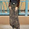 2025 Autumn American Retro Round Print High Waist Slimming Long Skirt