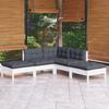 5 Pcs Garden Set with Cushions Pine Wood
